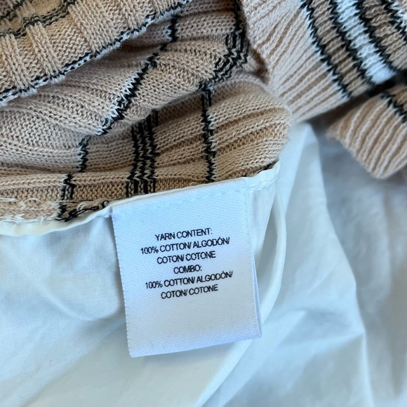 Derek Lam Sheer Striped Crewneck Sweater in Nude Multi - Picture 6 of 7